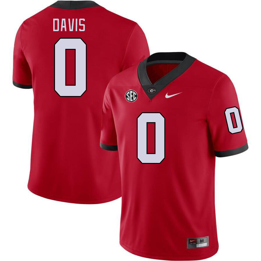Men #0 Rian Davis Georgia Bulldogs College Football Jerseys Stitched-Red